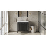 Jeffrey Alexander Percival 37" Black Single Sink Bathroom Vanity with White Resin Top - 8 in. Widespread Faucet Top