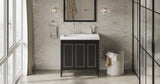 Jeffrey Alexander Percival 37" Black Single Sink Bathroom Vanity with White Resin Top - 8 in. Widespread Faucet Top product image 6
