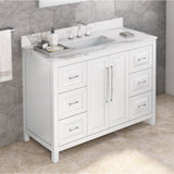 Jeffrey Alexander Cade 48" White Single Sink Bathroom Vanity with Calacatta Vienna Quartz Top - 8 in. Widespread Faucet Top product image 2
