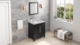 Jeffrey Alexander Cade 30" Black Single Sink Bathroom Vanity with White Carrara Marble Top - 8 in. Widespread Faucet Top product image 7