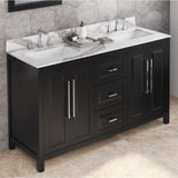 Jeffrey Alexander Cade 60" Black Double Sink Bathroom Vanity with Calacatta Vienna Quartz Top - 8 in. Widespread Faucet Top product image 2