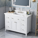 Jeffrey Alexander Chatham 48" White Single Sink Bathroom Vanity with Calacatta Vienna Quartz Top - 8 in. Widespread Faucet Top product image 2