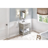 Jeffrey Alexander Wavecrest 30" Weathered Grey Single Sink Bathroom Vanity with Calacatta Vienna Quartz Top - 8 in. Widespread Faucet Top