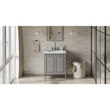 Jeffrey Alexander Percival 30" Grey Single Sink Bathroom Vanity with White Carrara Marble Top - 8 in. Widespread Faucet Top