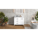 Jeffrey Alexander Katara 42" White Single Sink Bathroom Vanity with White Carrara Marble Top - 8 in. Widespread Faucet Top