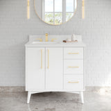 Jeffrey Alexander Dashwood White Single Sink Bathroom Vanity with White Quartz Top - 8 in. Widespread Faucet Top - VKITDAS36WHWQR