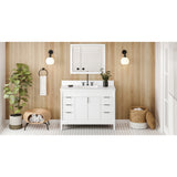 Jeffrey Alexander Theodora 48" White Single Sink Bathroom Vanity with White Quartz Top - 8 in. Widespread Faucet Top