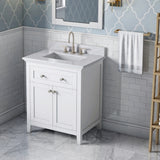 Jeffrey Alexander Chatham 30" White Single Sink Bathroom Vanity with White Carrara Marble Top - 8 in. Widespread Faucet Top product image 2
