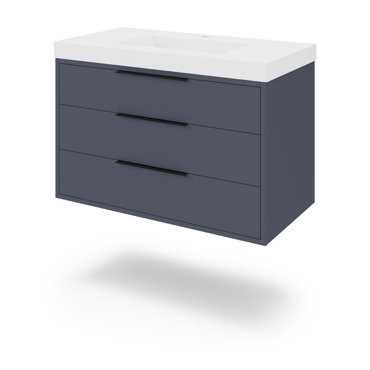 Jeffrey Alexander Gardner 37" Blue Steel Single Sink Bathroom Vanity with White Resin Top - Single-Hole Faucet Top - VKGAR36BSRE