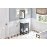 Jeffrey Alexander Wavecrest 24" Grey Single Sink Bathroom Vanity with White Carrara Marble Top - 8 in. Widespread Faucet Top