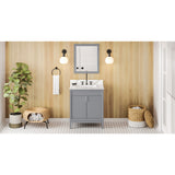 Jeffrey Alexander Theodora 30" Grey Single Sink Bathroom Vanity with Calacatta Vienna Quartz Top - 8 in. Widespread Faucet Top