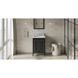 Jeffrey Alexander Percival 24" Black Single Sink Bathroom Vanity with White Carrara Marble Top - 8 in. Widespread Faucet Top
