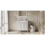 Jeffrey Alexander Percival 36" White Single Sink Bathroom Vanity with White Carrara Marble Top - 8 in. Widespread Faucet Top