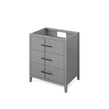 Jeffrey Alexander Katara 30" Grey Single Sink Bathroom Vanity with Calacatta Vienna Quartz Top - 8 in. Widespread Faucet Top product image 3