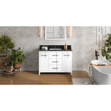 Jeffrey Alexander Katara 48" White Single Sink Bathroom Vanity with Black Granite Top - 8 in. Widespread Faucet Top