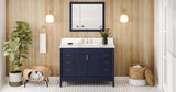 Jeffrey Alexander Theodora 48" Hale Blue Single Sink Bathroom Vanity with Calacatta Vienna Quartz Top - 8 in. Widespread Faucet Top product image 7