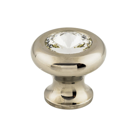 Top Knobs TK846PN Hayley Crystal Clear 1 3/16" Diameter Round Knob Polished Nickel