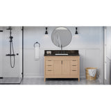 Jeffrey Alexander Theodora 48" Natural Oak Single Sink Bathroom Vanity with Blue Limestone Top - 8 in. Widespread Faucet Top