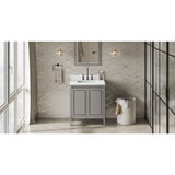 Jeffrey Alexander Percival 30" Grey Single Sink Bathroom Vanity with White Quartz Top - 8 in. Widespread Faucet Top - VKITPER30GRWQR
