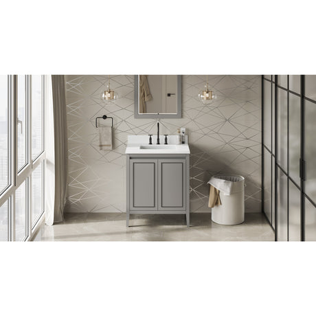 Jeffrey Alexander Percival 30" Grey Single Sink Bathroom Vanity with White Quartz Top - 8 in. Widespread Faucet Top - VKITPER30GRWQR