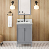 Jeffrey Alexander Theodora 24" Grey Single Sink Bathroom Vanity with White Carrara Marble Top - 8 in. Widespread Faucet Top product image 2