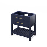 Jeffrey Alexander Wavecrest 36" Hale Blue Single Sink Bathroom Vanity with White Carrara Marble Top - 8 in. Widespread Faucet Top product image 3