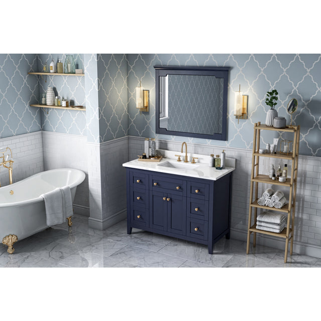Jeffrey Alexander Chatham 48" Hale Blue Single Sink Bathroom Vanity with Calacatta Vienna Quartz Top - 8 in. Widespread Faucet Top
