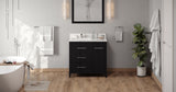 Jeffrey Alexander Katara 36" Black Single Sink Bathroom Vanity with Calacatta Vienna Quartz Top - 8 in. Widespread Faucet Top product image 7