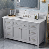 Jeffrey Alexander Chatham 60" Grey Double Sink Bathroom Vanity with White Carrara Marble Top - 8 in. Widespread Faucet Top - VKITCHA60SGRWCR product image 2