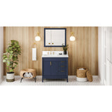 Jeffrey Alexander Theodora 36" Hale Blue Single Sink Bathroom Vanity with White Quartz Top - 8 in. Widespread Faucet Top