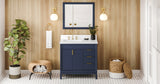 Jeffrey Alexander Theodora 36" Hale Blue Single Sink Bathroom Vanity with White Quartz Top - 8 in. Widespread Faucet Top product image 6