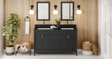 Jeffrey Alexander Theodora 60" Black Double Sink Bathroom Vanity with Black Granite Top - 8 in. Widespread Faucet Top product image 6
