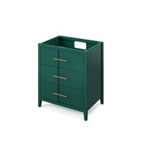 Jeffrey Alexander Katara 30" Green Single Sink Bathroom Vanity with White Carrara Marble Top - 8 in. Widespread Faucet Top product image 3