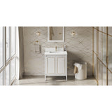 Jeffrey Alexander Percival 30" White Single Sink Bathroom Vanity with White Quartz Top - 8 in. Widespread Faucet Top - VKITPER30WHWQR1