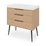 Jeffrey Alexander Gardner 37" Natural Oak Single Sink Bathroom Vanity with White Resin Top - Single-Hole Faucet Top - VKGAR36NOPRE