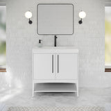 Jeffrey Alexander Tempest 36" White Single Sink Bathroom Vanity with White Resin Top - Single-Hole Faucet Top - VKTEM36WHWDWHRE product image 2
