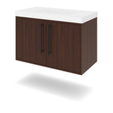 Jeffrey Alexander Tempest 36" Dark Walnut Single Sink Bathroom Vanity with White Resin Top - Single-Hole Faucet Top - VKTEM36DWRE