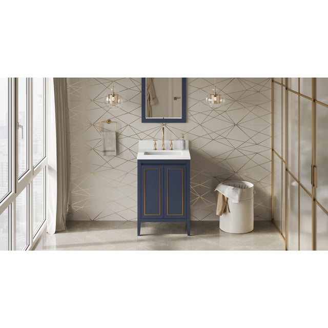 Jeffrey Alexander Percival 24" Hale Blue Single Sink Bathroom Vanity with White Quartz Top - 8 in. Widespread Faucet Top - VKITPER24BLWQR