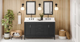 Jeffrey Alexander Theodora 60" Black Double Sink Bathroom Vanity with Calacatta Vienna Quartz Top - 8 in. Widespread Faucet Top product image 7