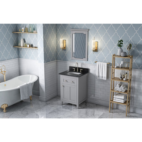 Jeffrey Alexander Chatham 24" Grey Single Sink Bathroom Vanity with Black Granite Top - 8 in. Widespread Faucet Top