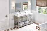 Jeffrey Alexander Wavecrest 60" Weathered Grey Double Sink Bathroom Vanity with Calacatta Vienna Quartz Top - 8 in. Widespread Faucet Top product image 7