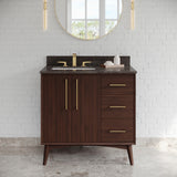 Jeffrey Alexander Dashwood Dark Walnut Single Sink Bathroom Vanity with Blue Limestone Top - 8 in. Widespread Faucet Top - VKITDAS36DWLSR
