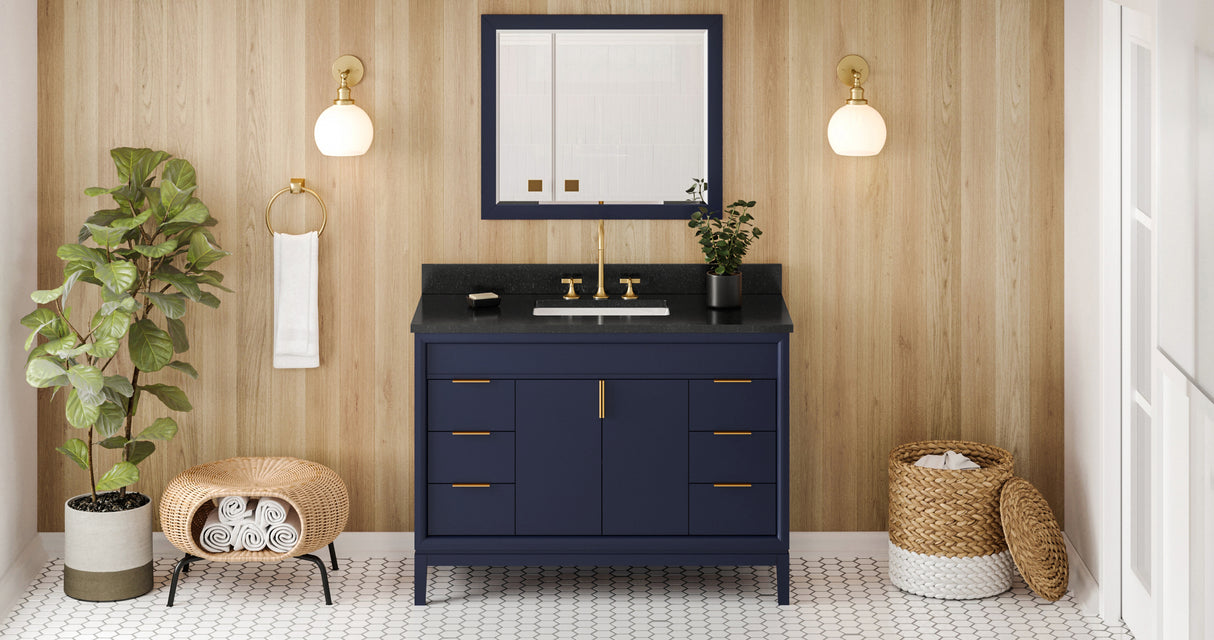 Jeffrey Alexander Theodora 48" Hale Blue Single Sink Bathroom Vanity with Black Granite Top - 8 in. Widespread Faucet Top product image 6