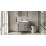 Jeffrey Alexander Percival 36" Grey Single Sink Bathroom Vanity with Calacatta Vienna Quartz Top - 8 in. Widespread Faucet Top