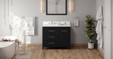Jeffrey Alexander Katara 42" Black Single Sink Bathroom Vanity with White Quartz Top - 8 in. Widespread Faucet Top product image 6