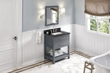 Jeffrey Alexander Wavecrest 30" Grey Single Sink Bathroom Vanity with Black Granite Top - 8 in. Widespread Faucet Top product image 7