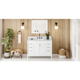 Jeffrey Alexander Theodora 48" White Single Sink Bathroom Vanity with White Carrara Marble Top - 8 in. Widespread Faucet Top
