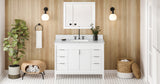 Jeffrey Alexander Theodora 48" White Single Sink Bathroom Vanity with White Carrara Marble Top - 8 in. Widespread Faucet Top product image 7
