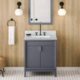 Jeffrey Alexander Theodora 30" Blue Steel Single Sink Bathroom Vanity with White Carrara Marble Top - 8 in. Widespread Faucet Top product image 2
