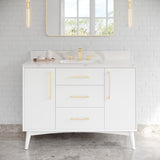 Jeffrey Alexander Dashwood White Single Sink Bathroom Vanity with Calacatta Vienna Quartz Top - 8 in. Widespread Faucet Top - VKITDAS48WHCQR